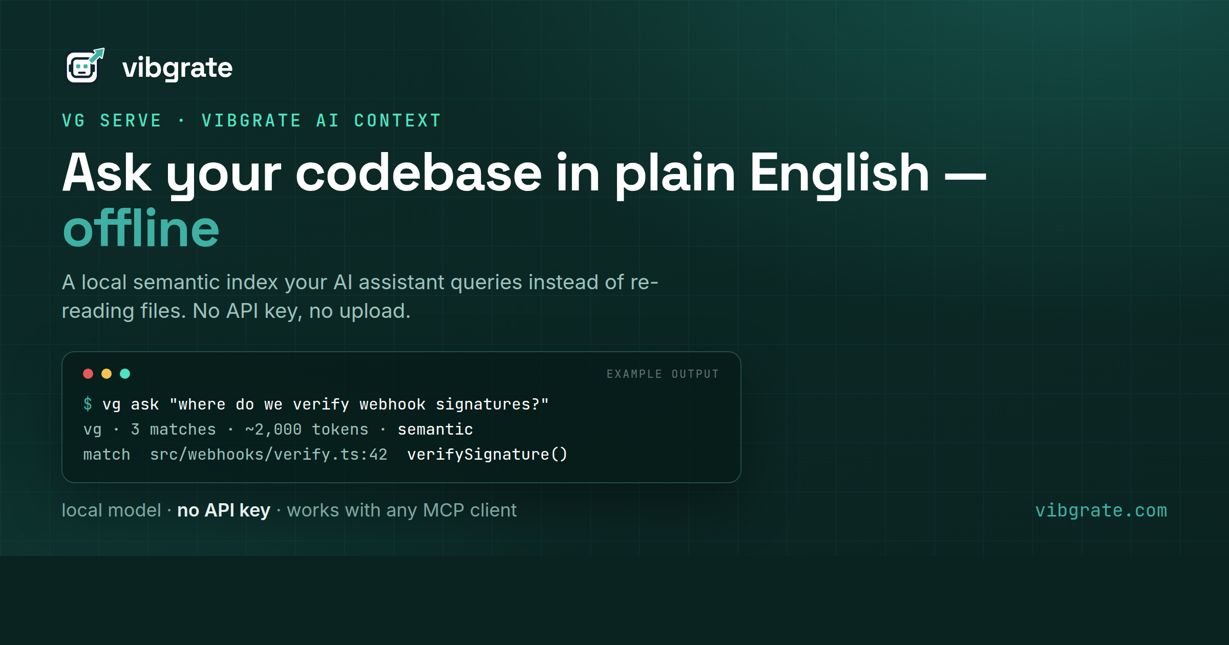 Example output — asking the local index a question in plain English.